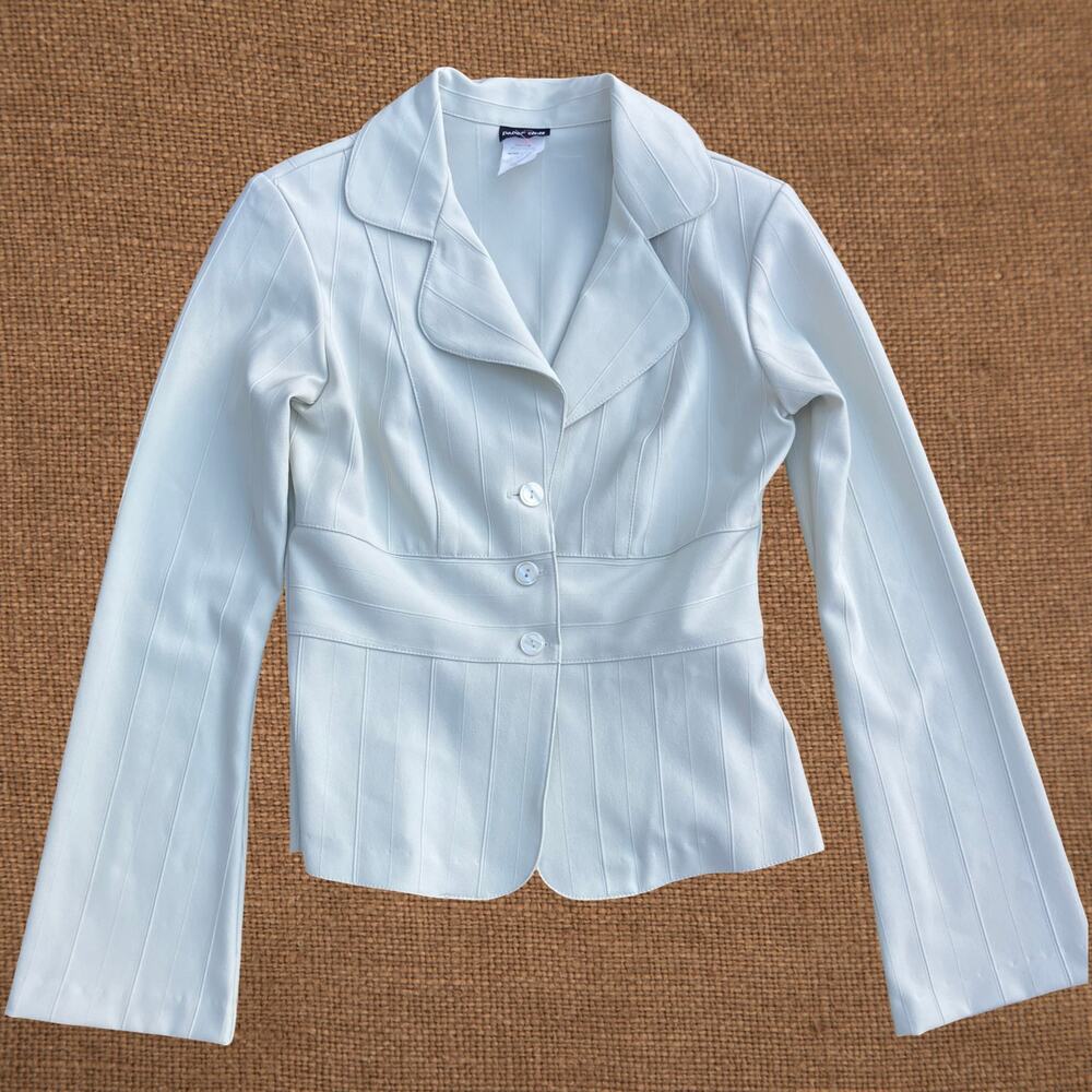 Y2K fitted single breasted blazer, raised stitching, office siren corporate chic